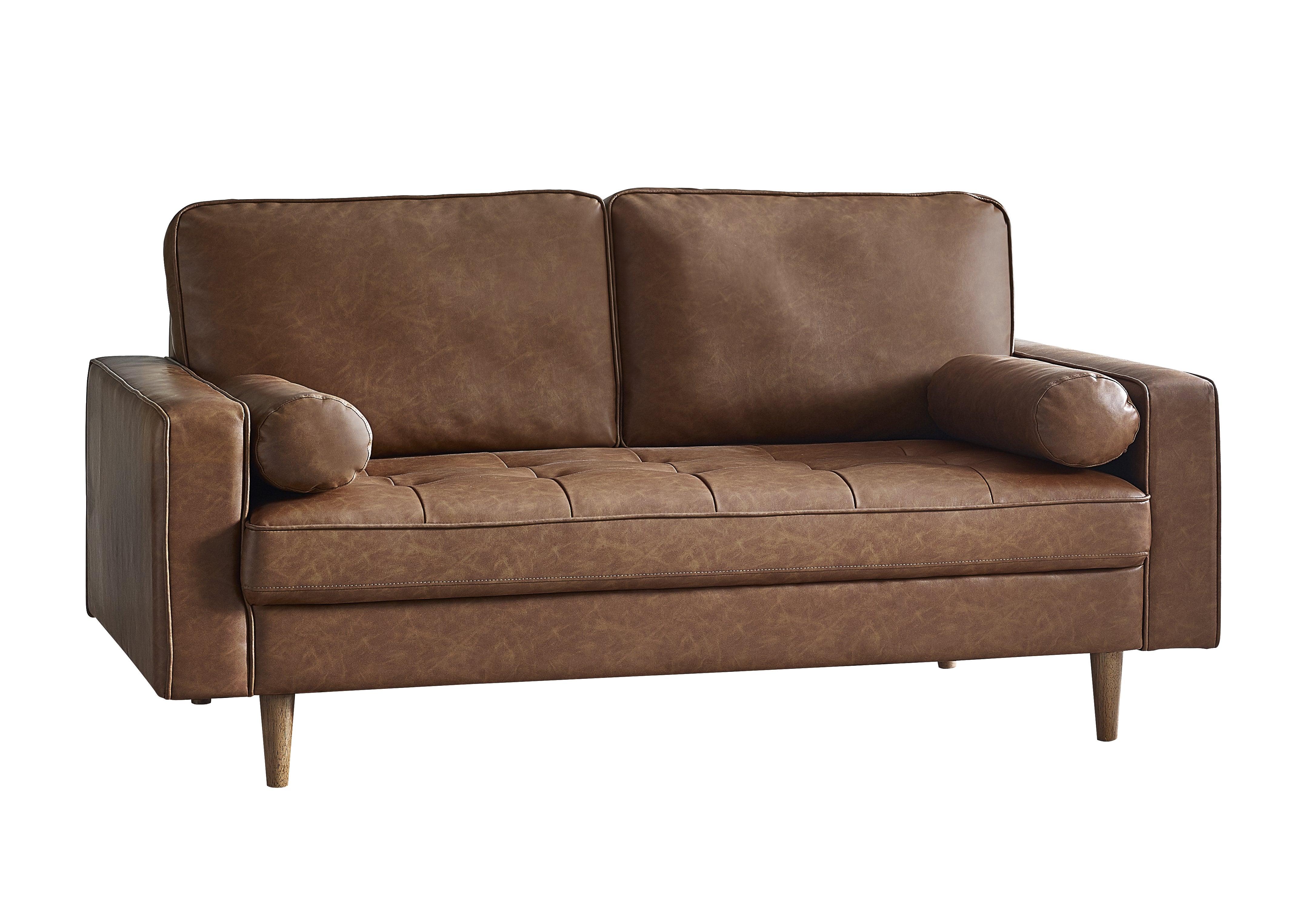 Callow Brown Faux Leather Sofa | 3 Seater